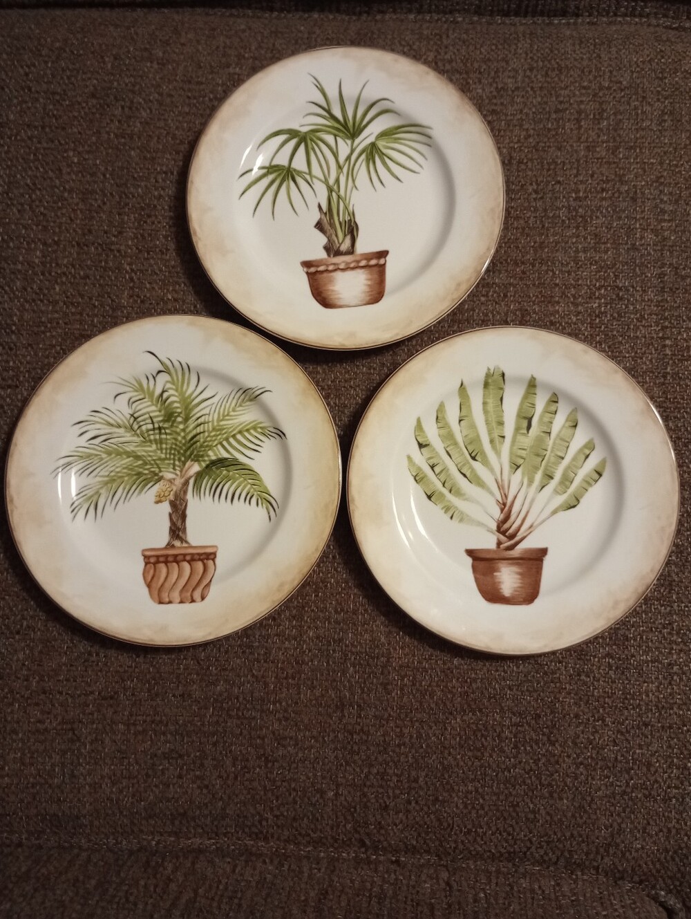 American Atelier Tropical Palm #5185 Porcelain Salad Plates - Set of 3